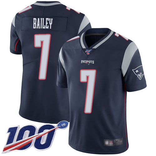 New England Patriots Football #7 Vapor Untouchable 100th Season Limited Navy Blue Men Jake Bailey Home NFL Jersey->new england patriots->NFL Jersey